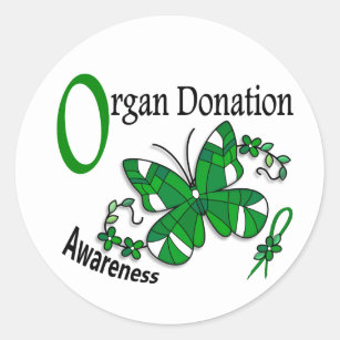 Stained Glass Butterfly 2 Organ Donation Classic Round Sticker