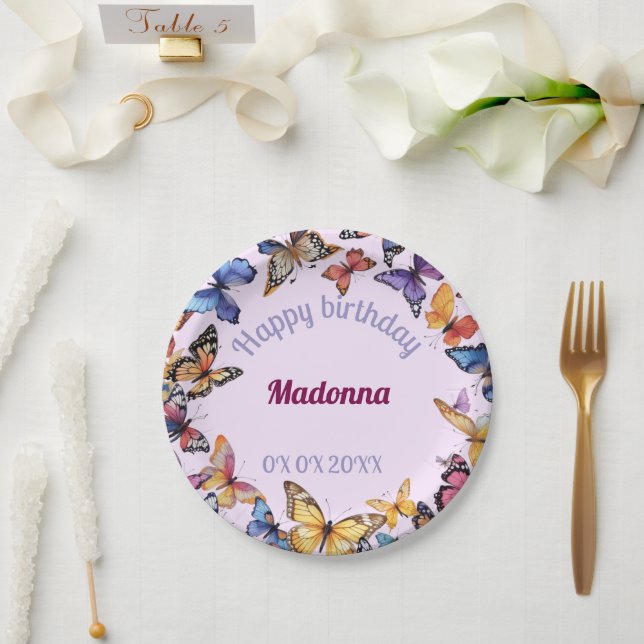 Stained Glass Butterfly 2 Paper Plate (Wedding)