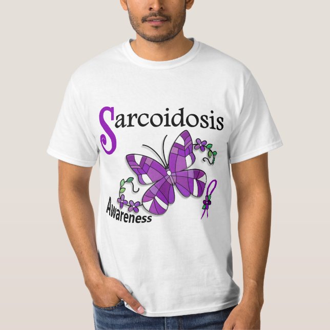 Stained Glass Butterfly 2 Sarcoidosis T-Shirt (Front)