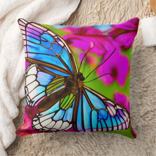 Stained Glass Butterfly Art Cushion