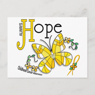 Stained Glass Butterfly Childhood Cancer Postcard