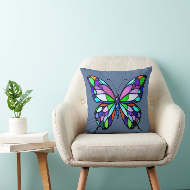 Stained Glass Butterfly Cushion (Chair)