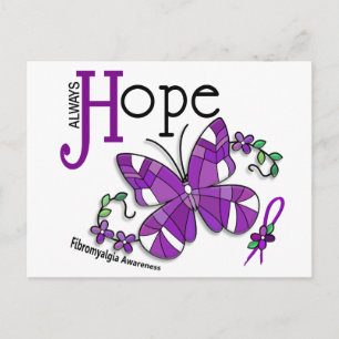 Stained Glass Butterfly Fibromyalgia Postcard