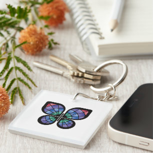 Stained Glass Butterfly Key Ring
