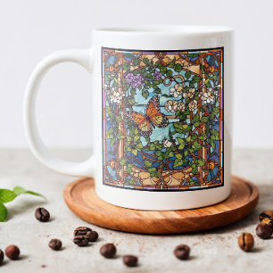 Stained Glass Butterfly Large Coffee Mug