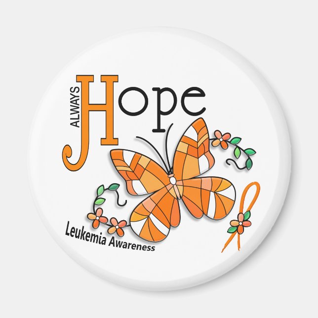 Stained Glass Butterfly Leukaemia Magnet (Front)