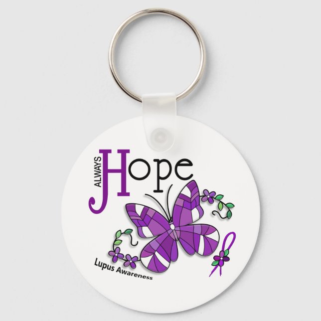Stained Glass Butterfly Lupus Key Ring (Front)