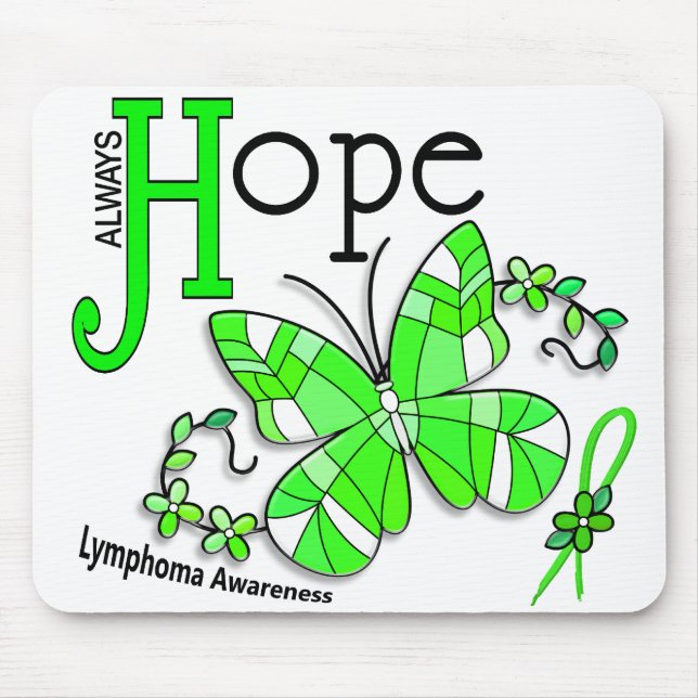 Stained Glass Butterfly Lymphoma Mouse Pad (Front)