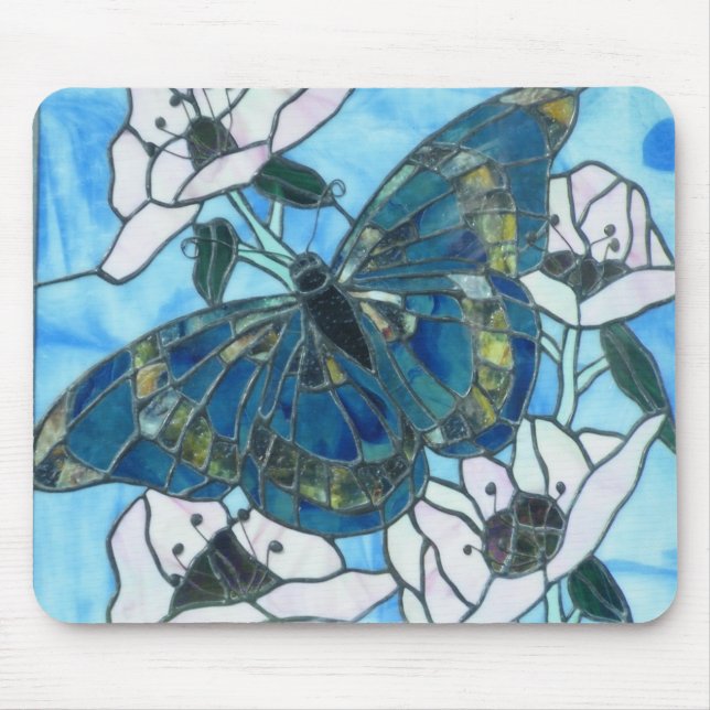 Stained glass Butterfly Mouse Pad (Front)