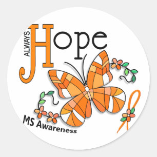 Stained Glass Butterfly MS Classic Round Sticker