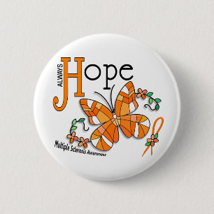 Stained Glass Butterfly Multiple Sclerosis 6 Cm Round Badge