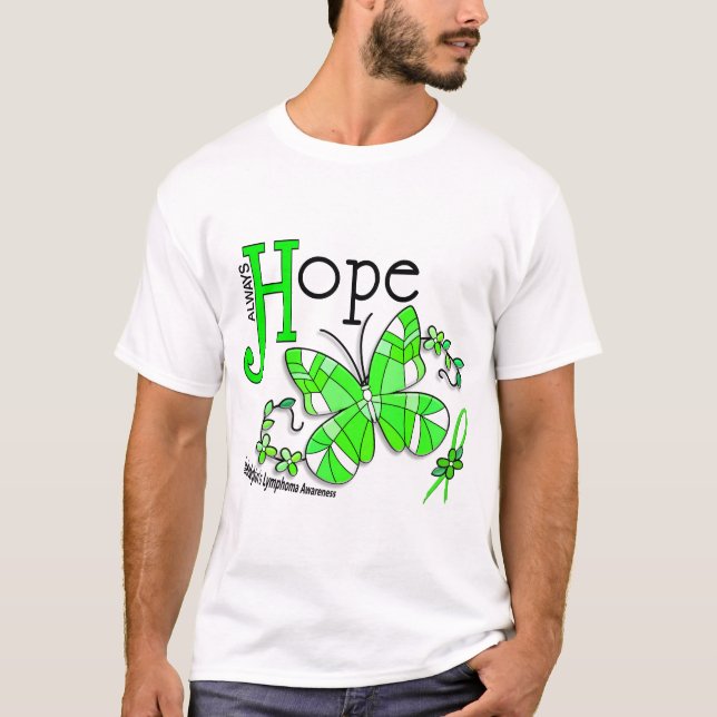 Stained Glass Butterfly Non-Hodgkins Lymphoma T-Shirt (Front)