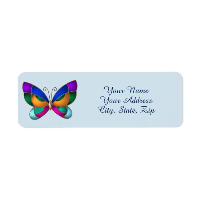 Stained Glass Butterfly Return Address Label (Front)