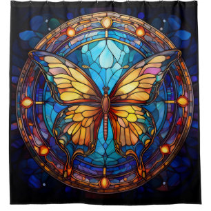 Stained Glass Butterfly   Shower Curtain