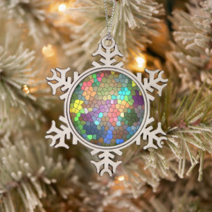 Stained Glass by Shirley Taylor Snowflake Pewter Christmas Ornament