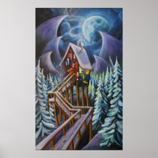 Stained Glass Cabin Poster