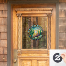 Stained Glass Cactus Desert Scene