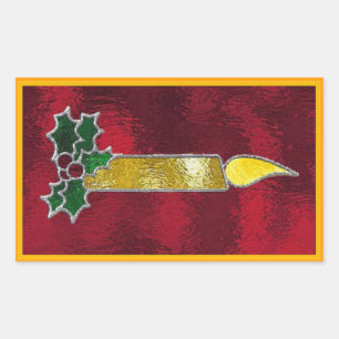 Stained glass candle rectangular sticker