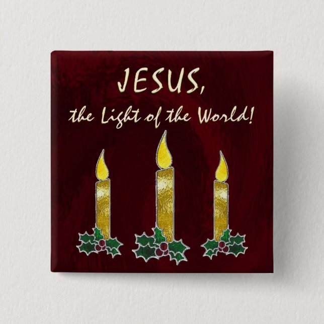 Stained glass candles 15 cm square badge (Front)