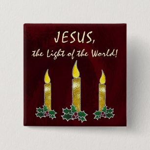 Stained glass candles 15 cm square badge