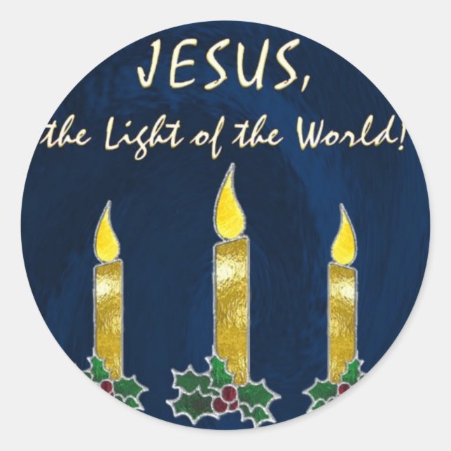 Stained glass candles classic round sticker (Front)
