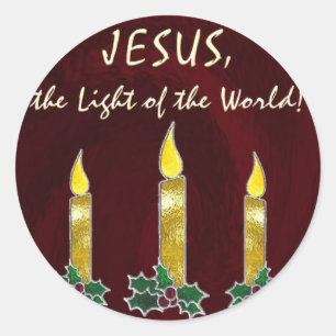 Stained glass candles classic round sticker