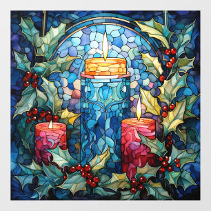 Stained Glass Candles Window Cling