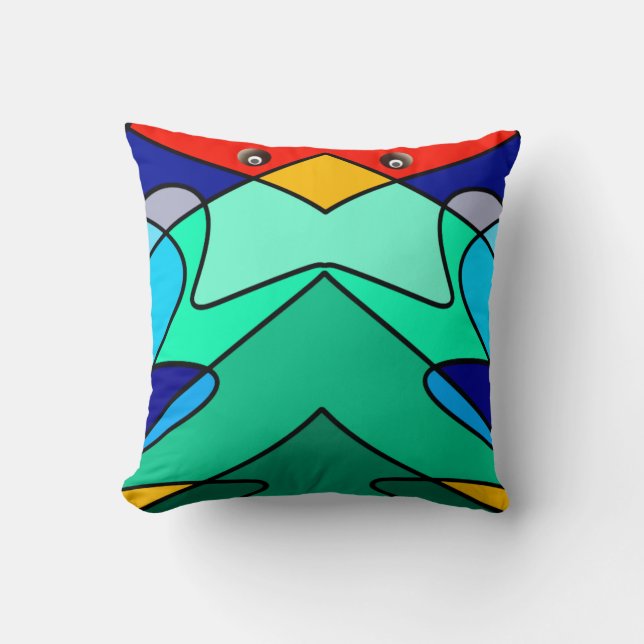 Stained Glass Cardinal Abstract Design Cushion (Front)
