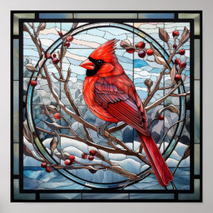 Stained Glass Cardinal Poster