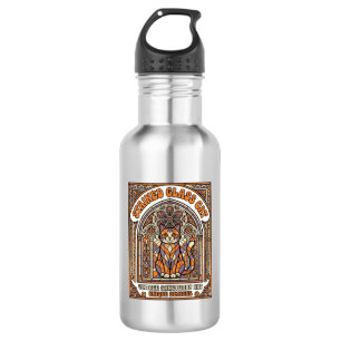 Stained Glass Cat Cat Stained Glass Church Vintage 532 Ml Water Bottle