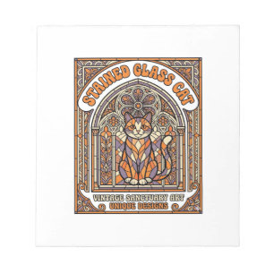 Stained Glass Cat Cat Stained Glass Church Vintage Notepad