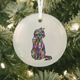 Stained glass cat glass tree decoration