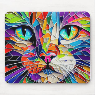 Stained Glass Cat Mouse Pad