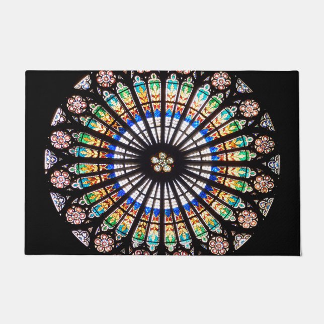 stained glass cathedral rosette doormat (Front)