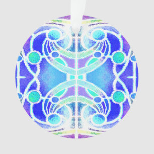  Stained Glass Cathedral Window in Blue and Green Ornament