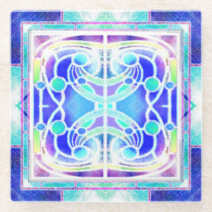 Stained Glass Cathedral Window in Blue Coaster