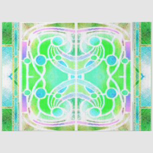 Stained Glass Cathedral Window in Cool Mint Green Tissue Paper