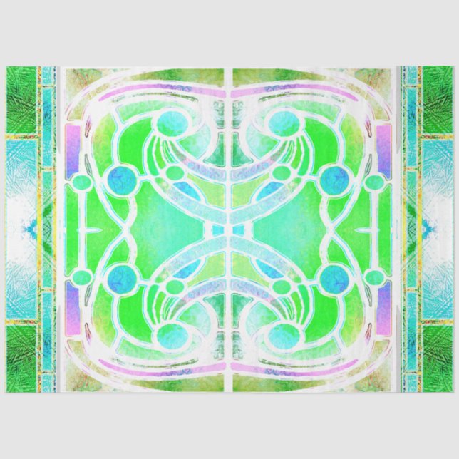  Stained Glass Cathedral Window in Cool Mint Green Tissue Paper (Front)