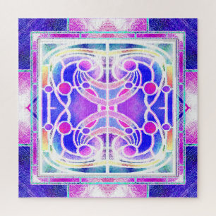  Stained Glass Cathedral Window in Lilac and Pink Jigsaw Puzzle