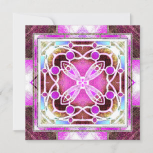 Stained Glass Cathedral Window in Maroon and Pink Thank You Card