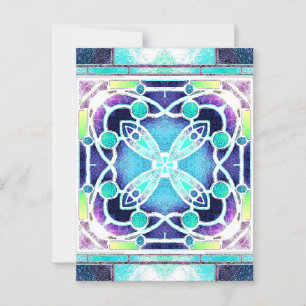 Stained Glass Cathedral Window in Navy and Aqua Postcard