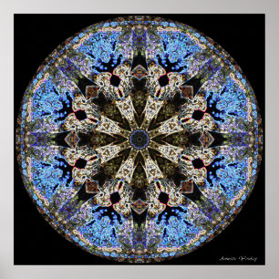 Stained-Glass Cathedral Window Mandala Poster