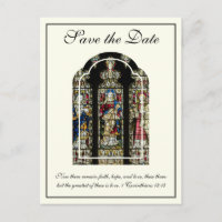 Stained Glass Catholic Wedding Save the Date