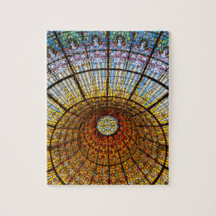 Stained Glass Ceiling at the Palau de Musica Spain Jigsaw Puzzle