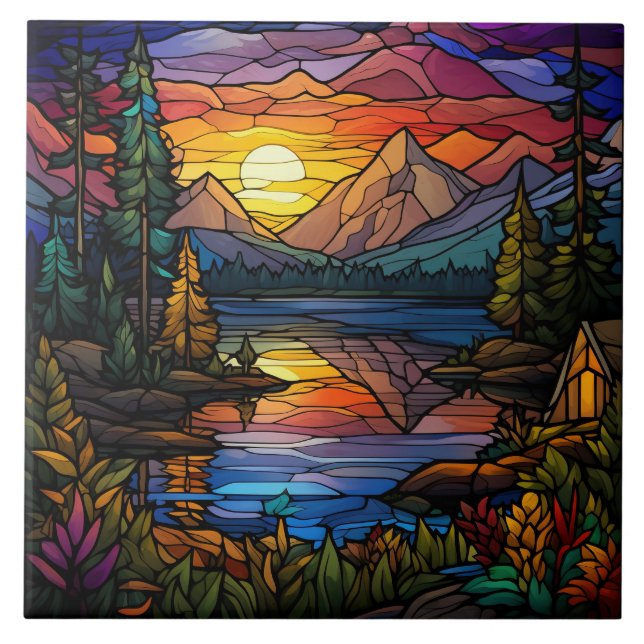 Stained Glass  Ceramic Tile (Front)
