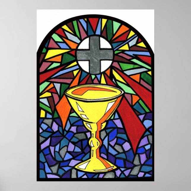 Stained Glass Chalice Art Poster (Front)