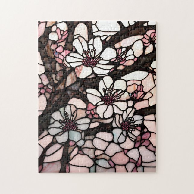 Stained Glass Cherry Blossom Jigsaw Puzzle (Vertical)