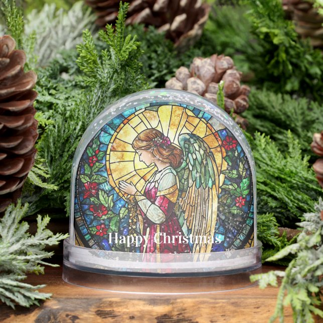 Stained Glass Christmas Angel Snowglobe (Winter)