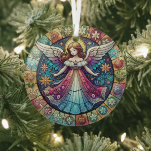 Stained Glass Christmas angel Tree Decoration