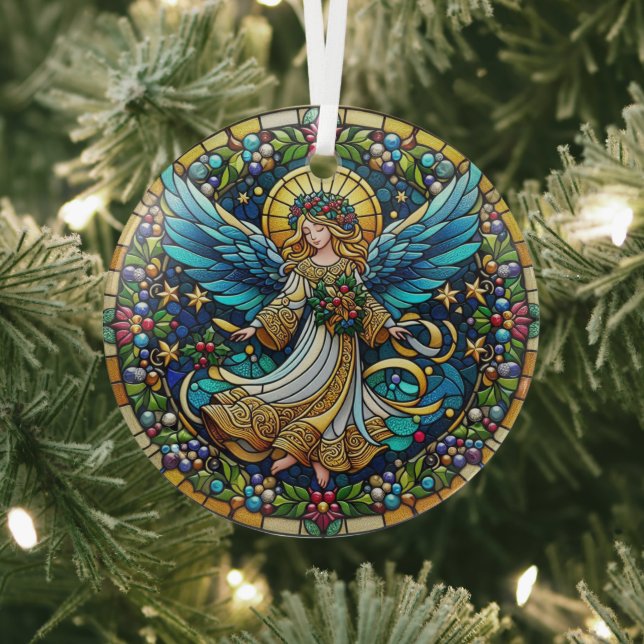 Stained Glass Christmas Angel Tree Decoration (Insitu)